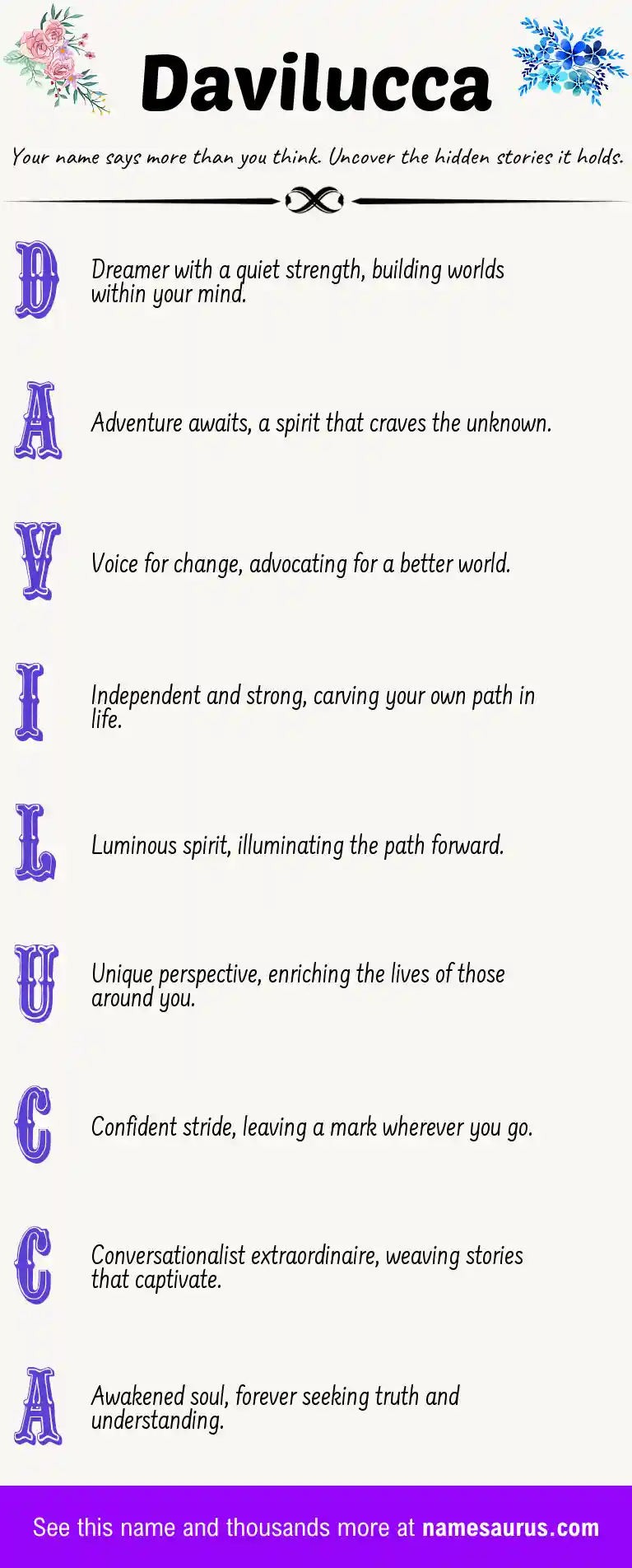 Acrostic poem about Davilucca.