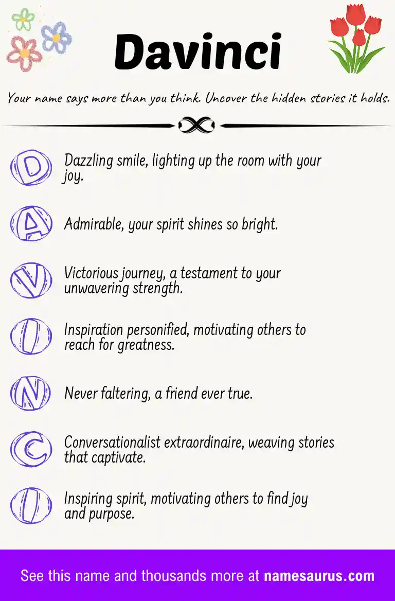 Acrostic poem about Davinci.