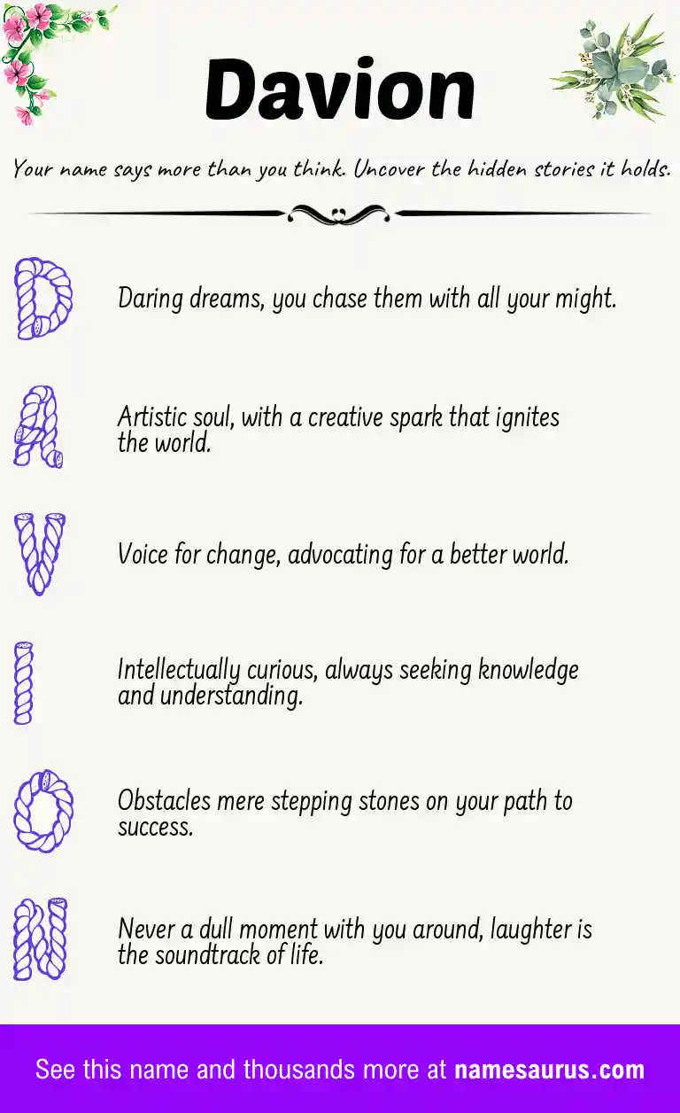 Acrostic poem about Davion.