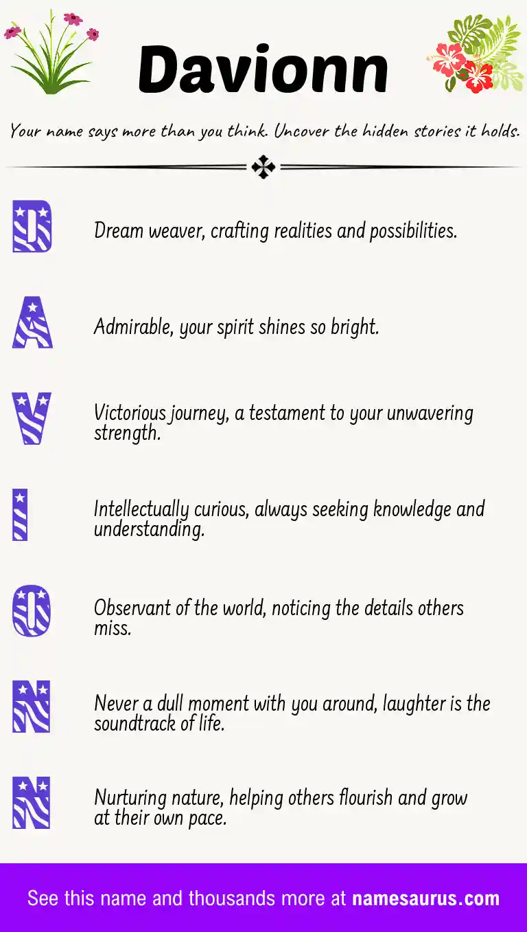 Acrostic poem about Davionn.