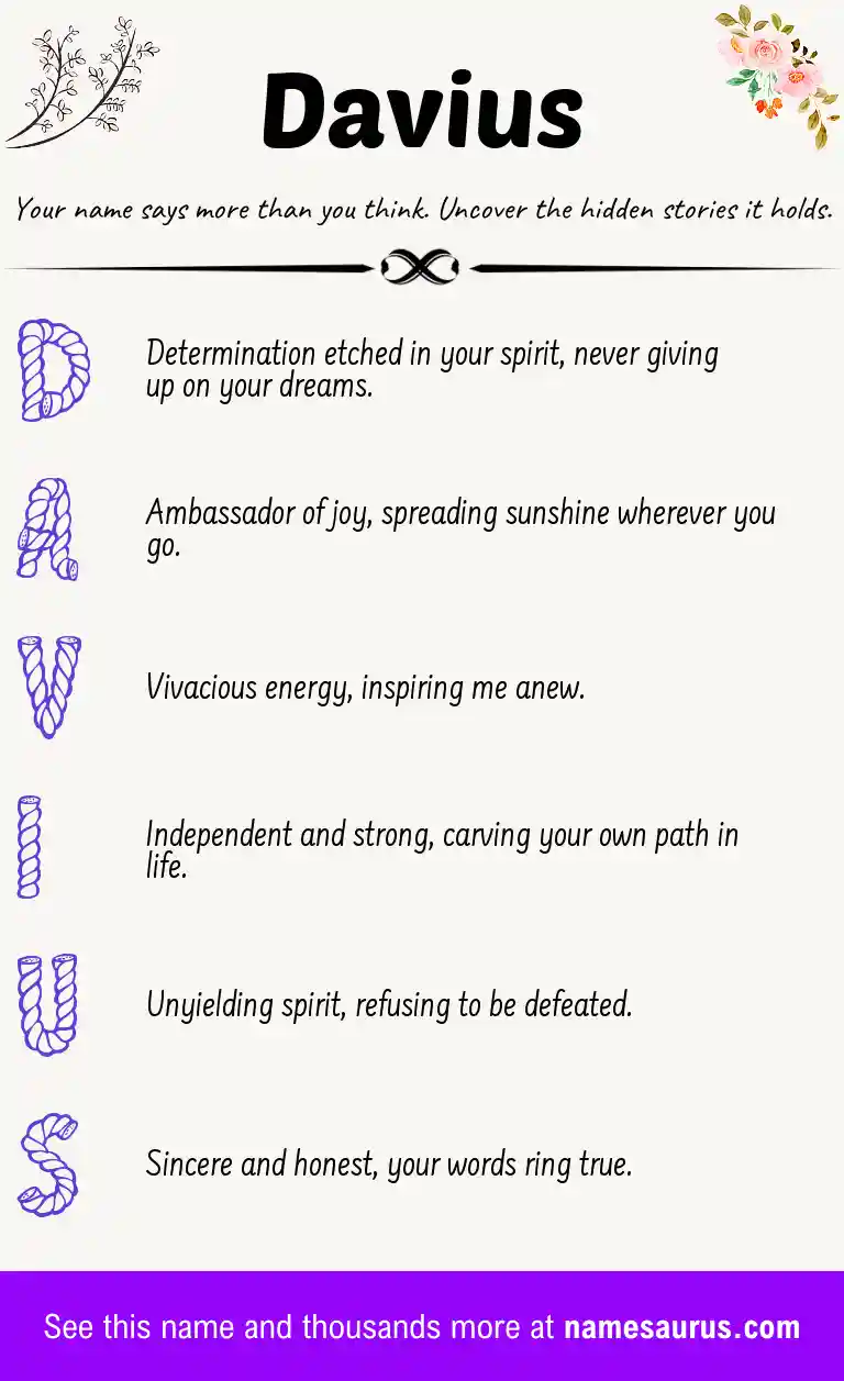 Acrostic poem about Davius.