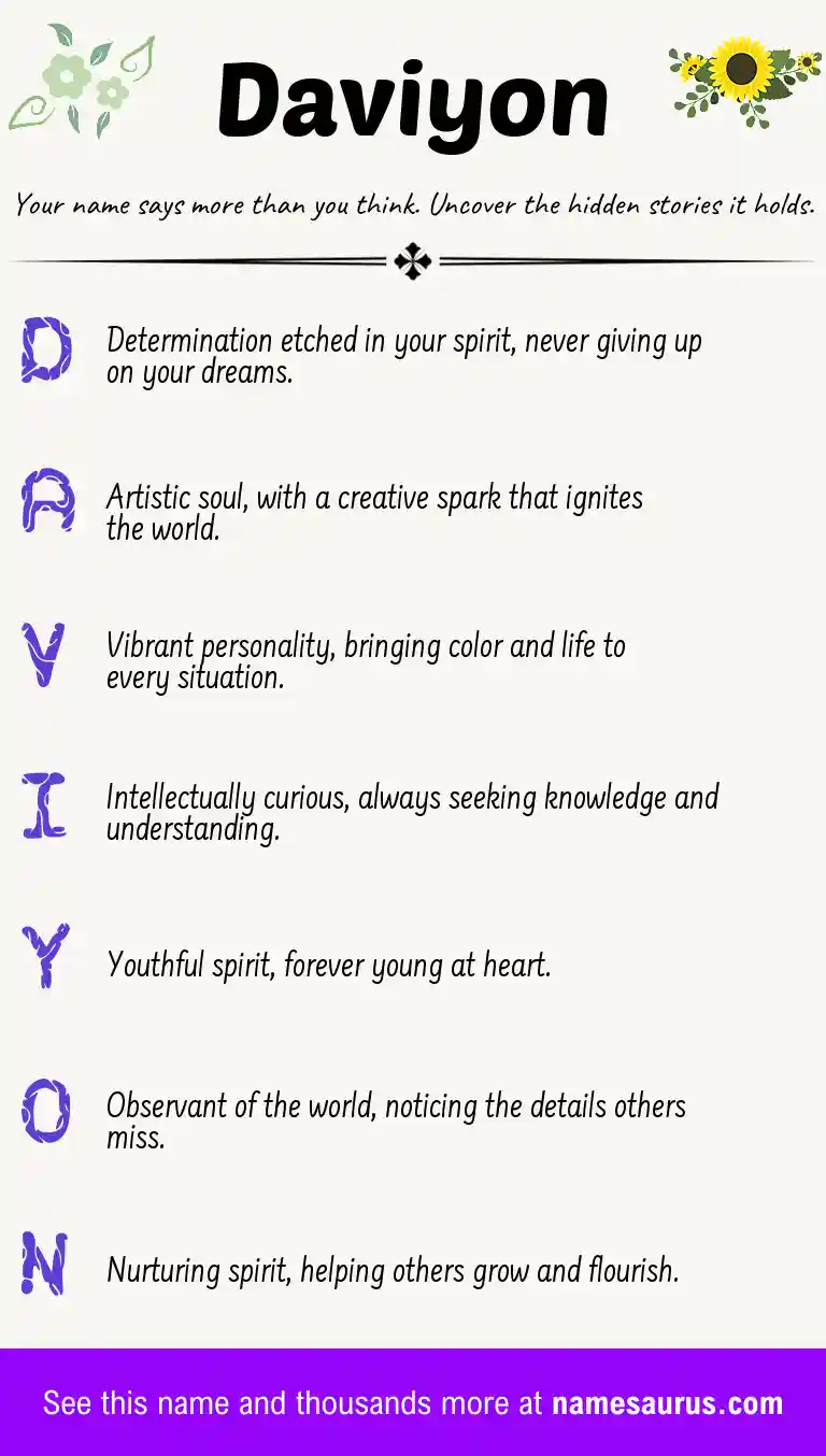 Acrostic poem about Daviyon.