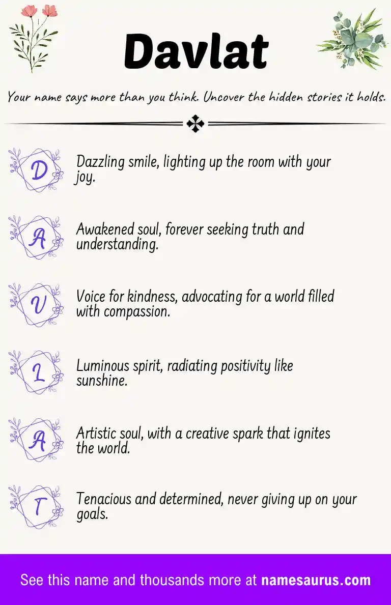 Acrostic poem about Davlat.