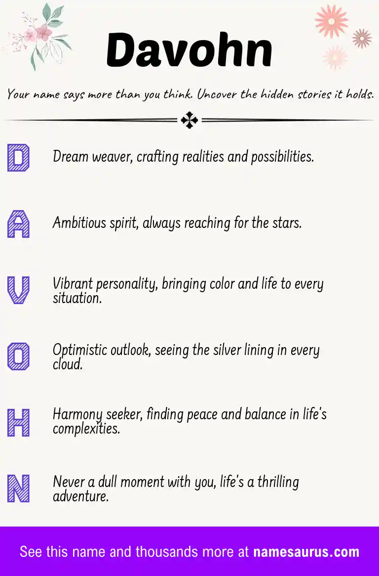 Acrostic poem about Davohn.