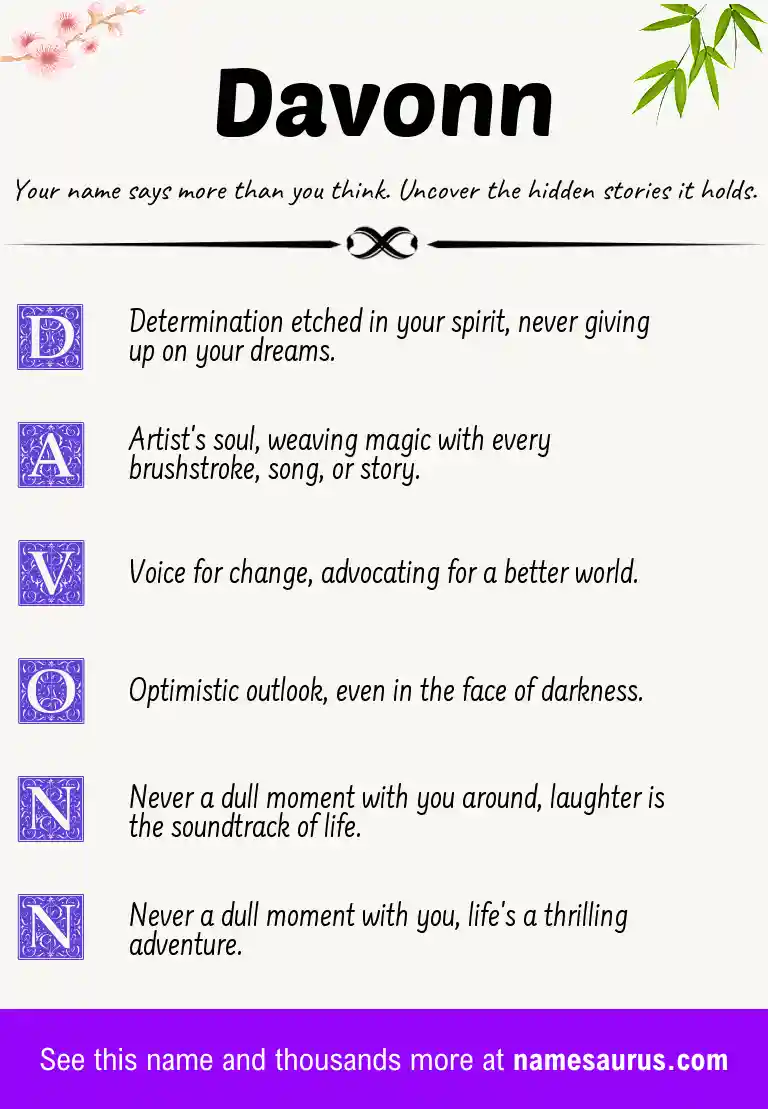 Acrostic poem about Davonn.