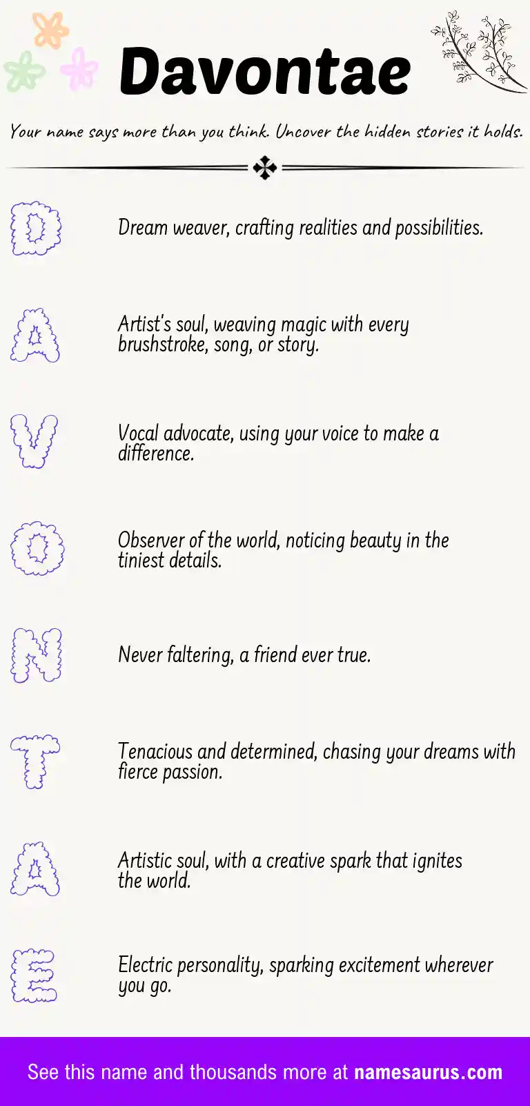 Acrostic poem about Davontae.