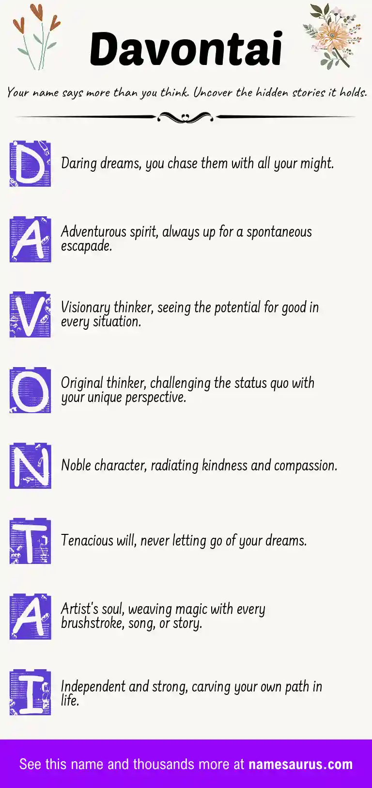 Acrostic poem about Davontai.