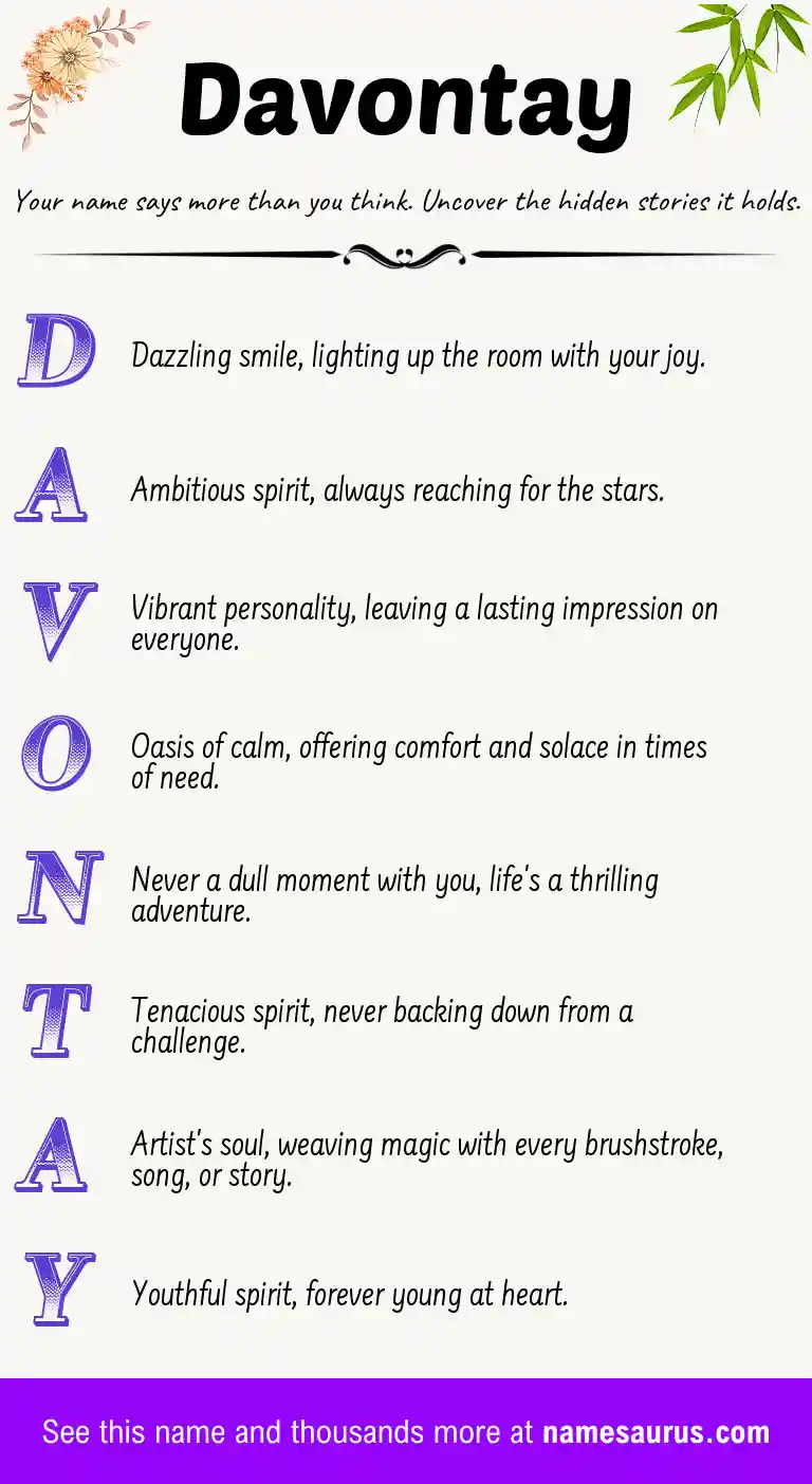 Acrostic poem about Davontay.