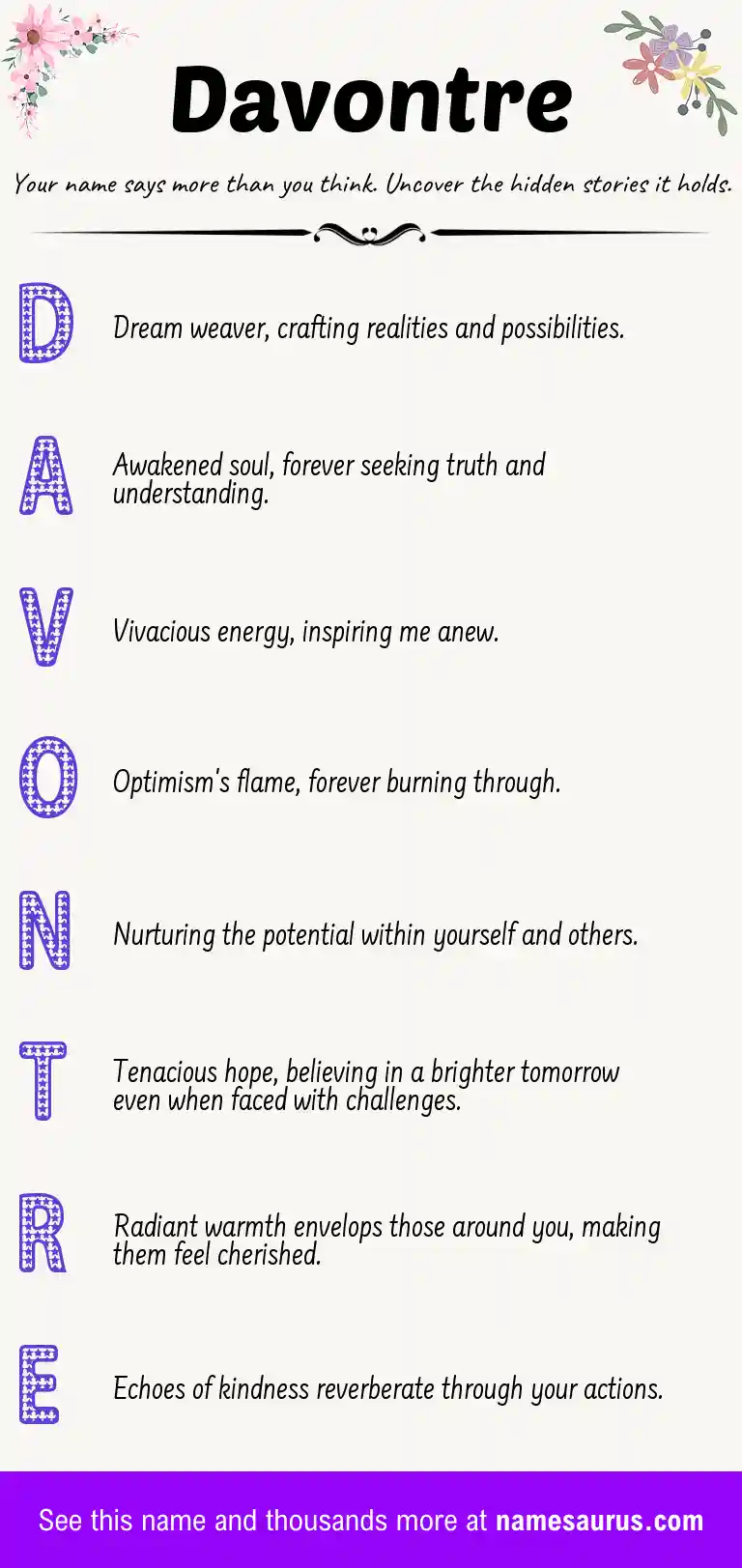 Acrostic poem about Davontre.