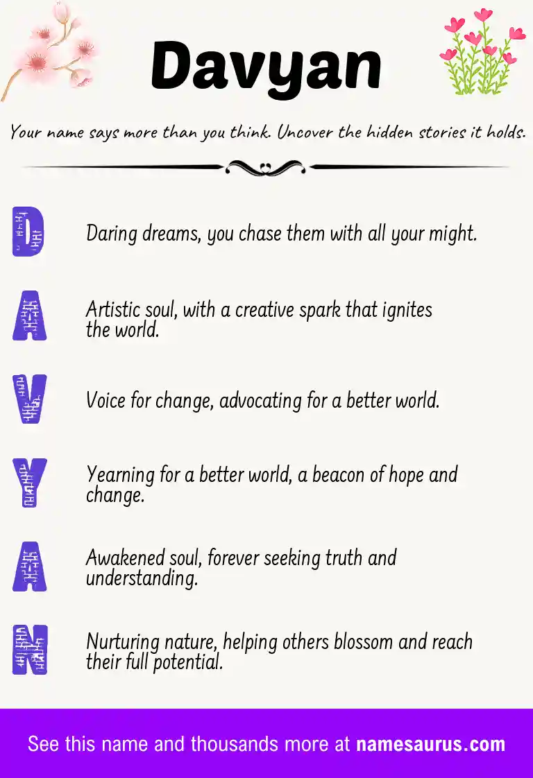 Acrostic poem about Davyan.