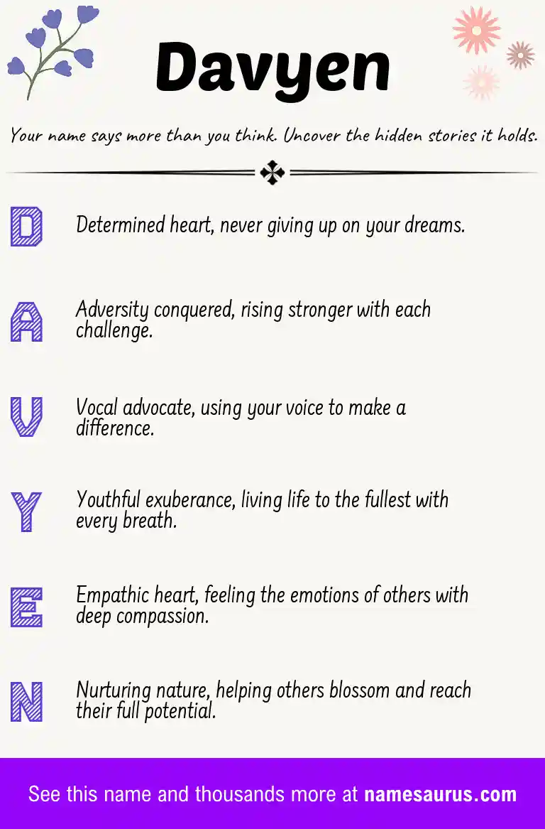 Acrostic poem about Davyen.