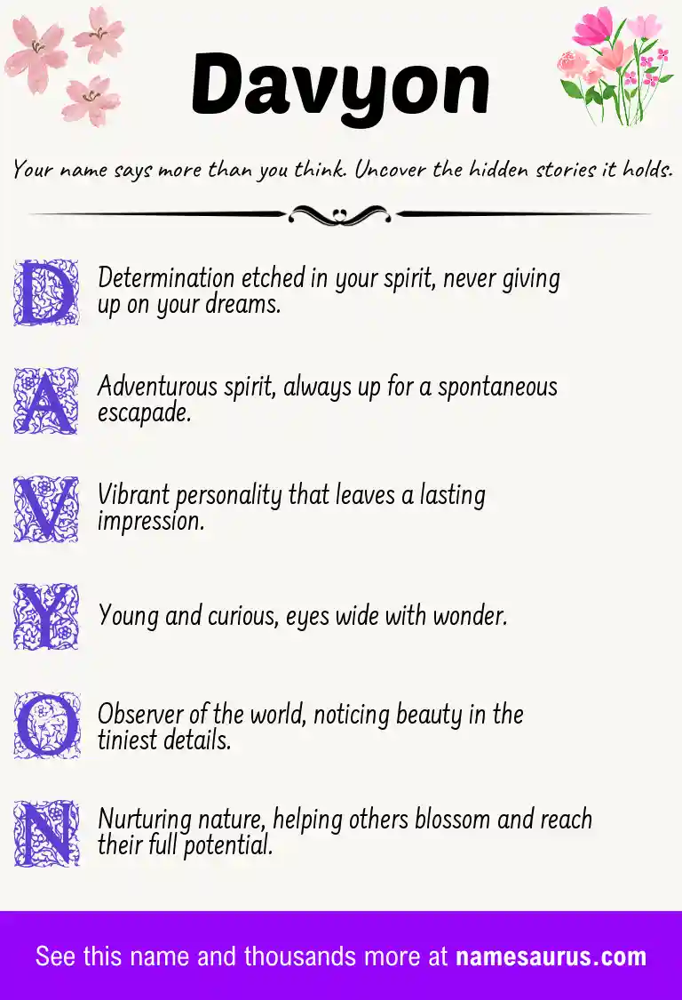 Acrostic poem about Davyon.