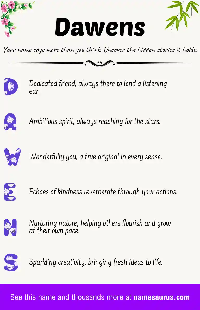 Acrostic poem about Dawens.