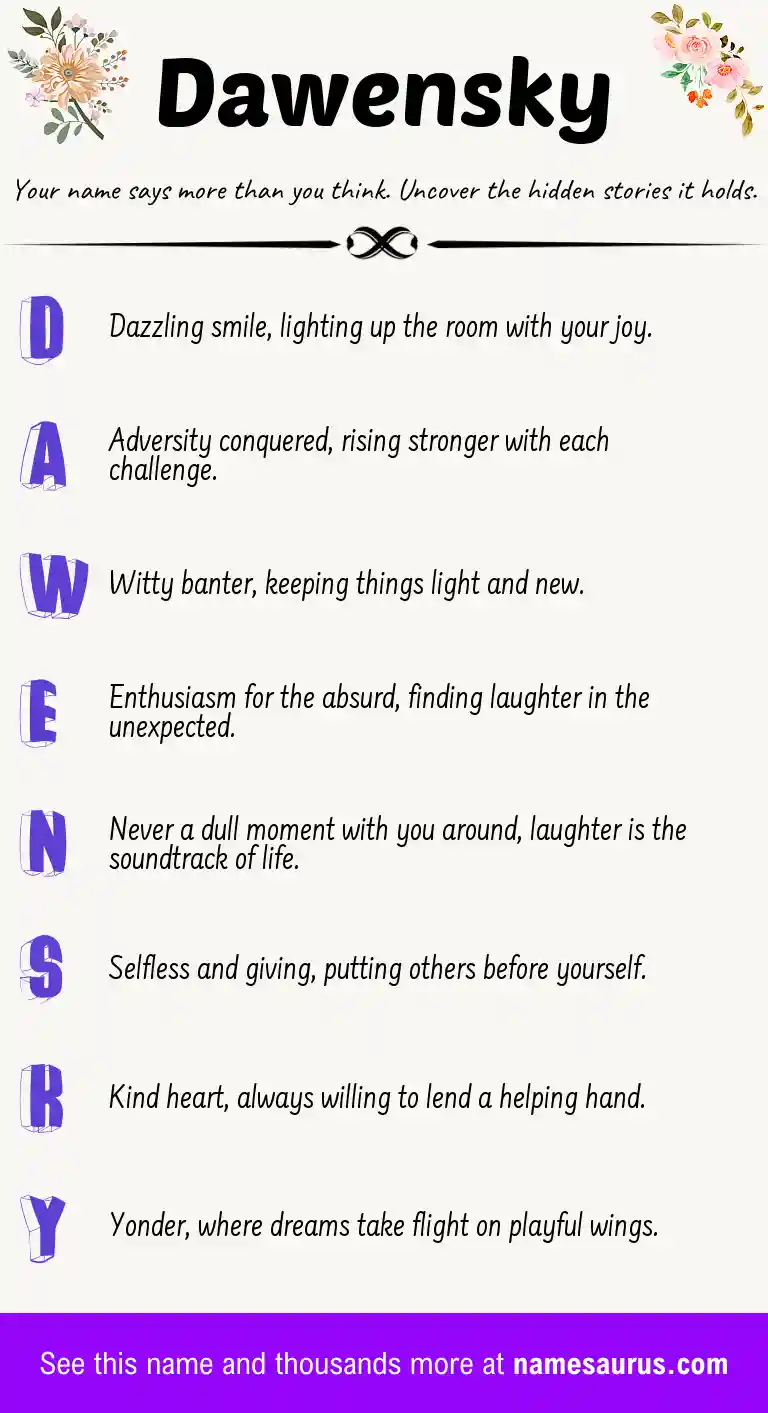 Acrostic poem about Dawensky.
