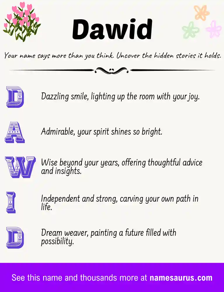Acrostic poem about Dawid.