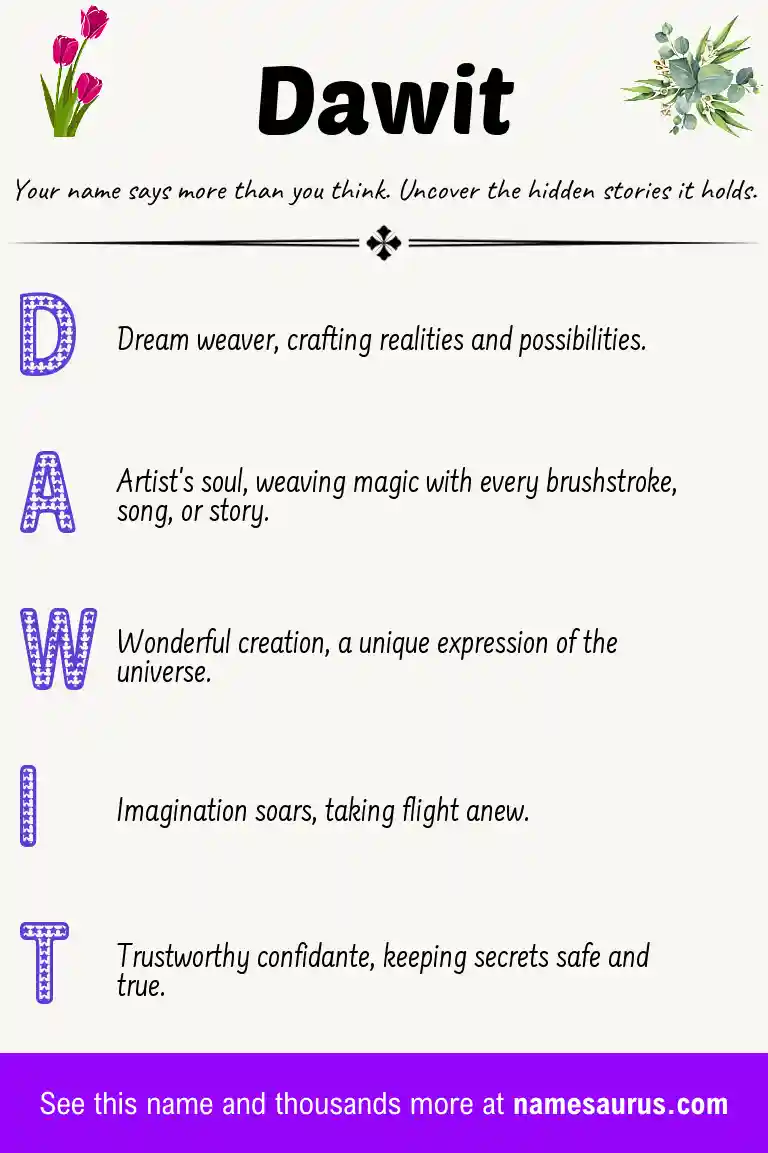 Acrostic poem about Dawit.