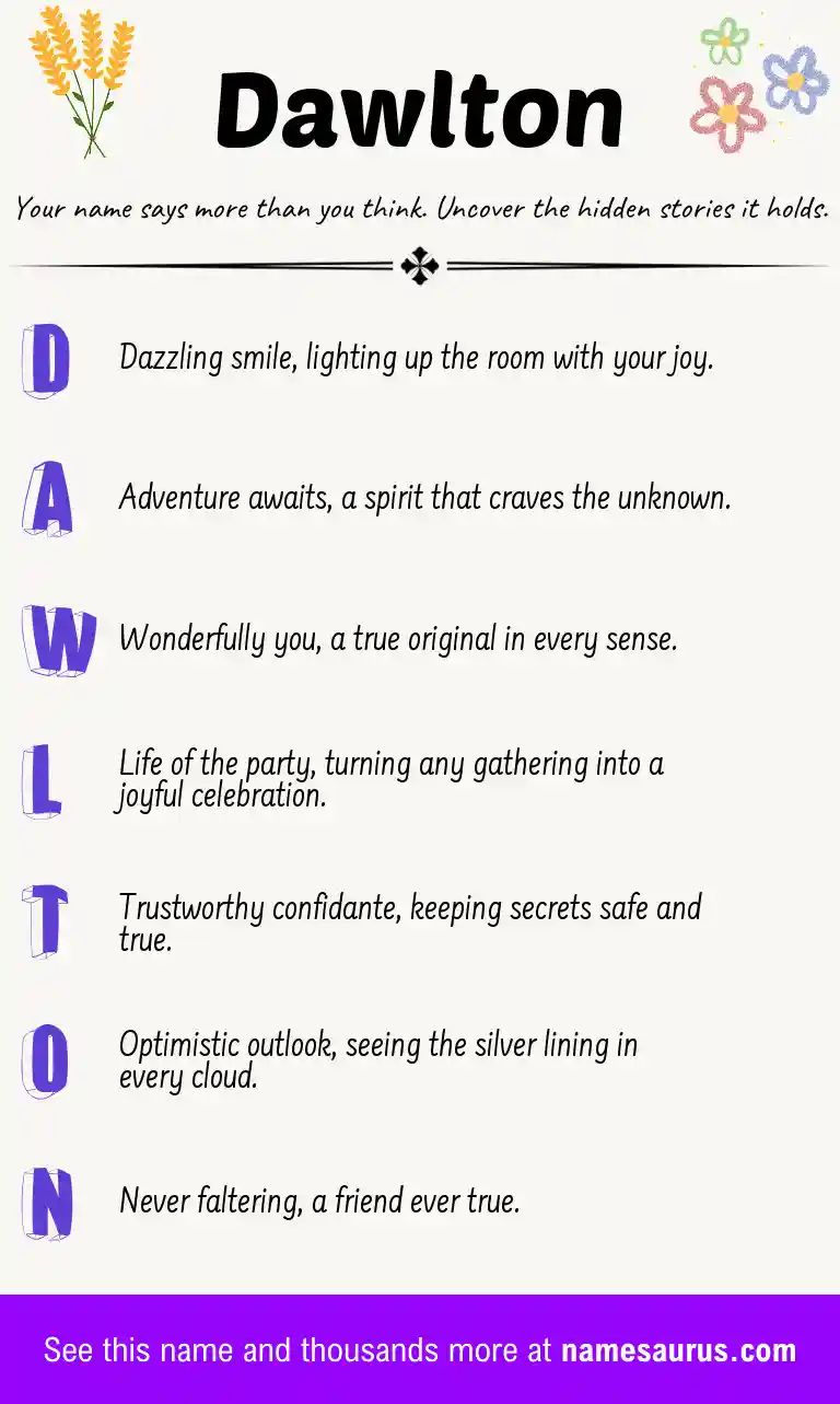 Acrostic poem about Dawlton.