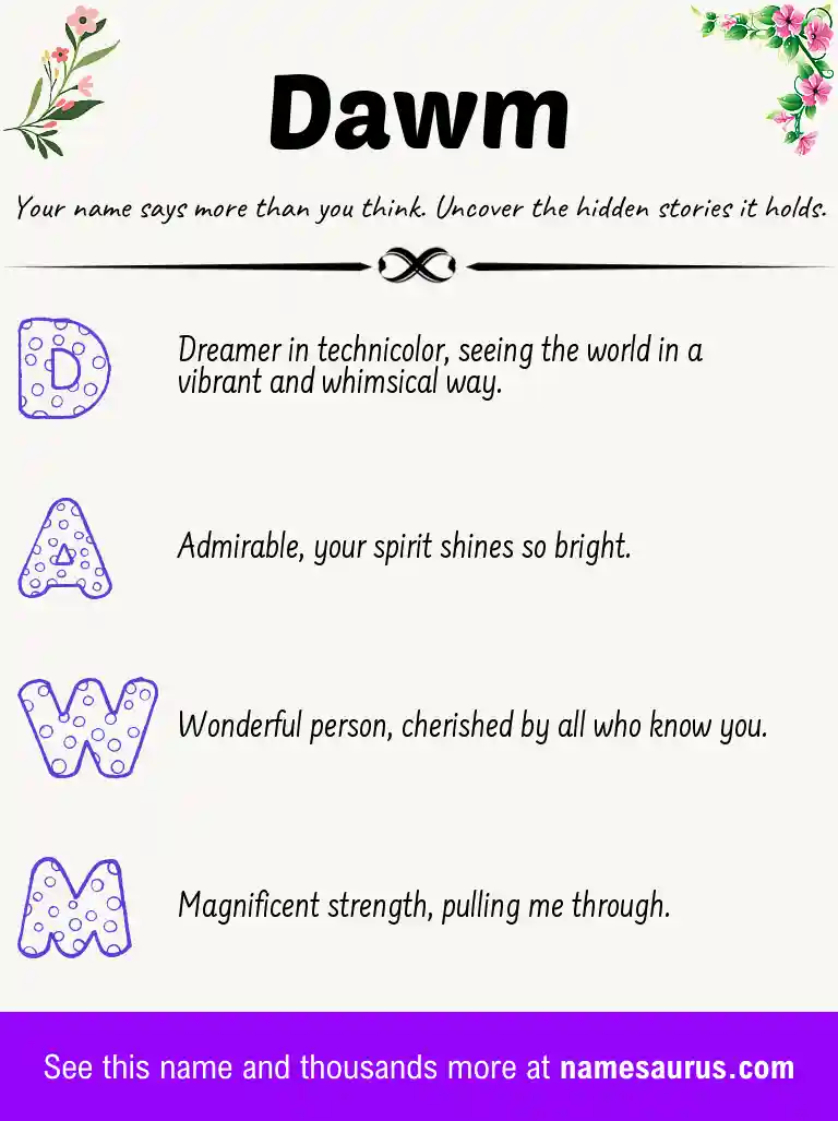 Acrostic poem about Dawm.