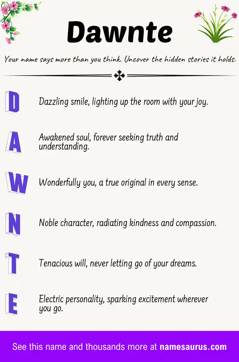 Acrostic poem about Dawnte.