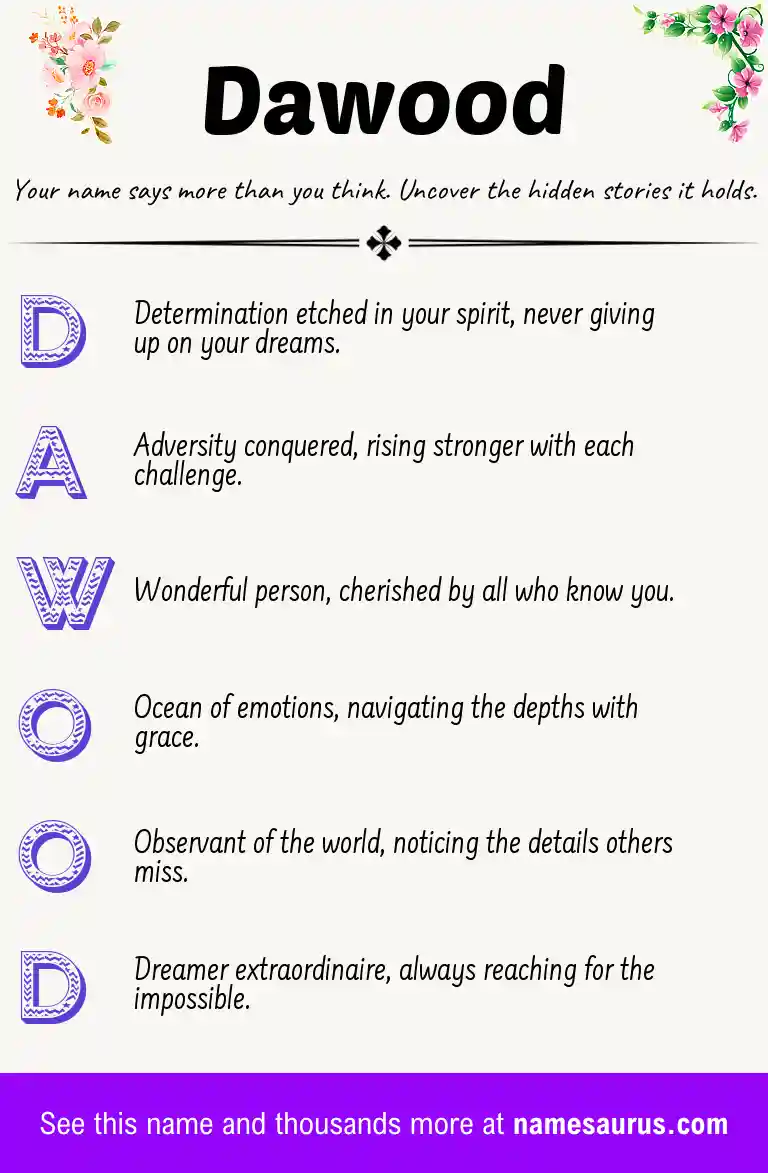 Acrostic poem about Dawood.
