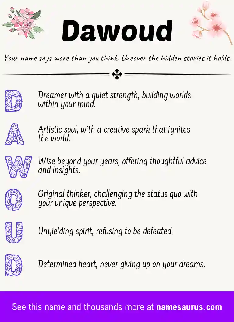 Acrostic poem about Dawoud.