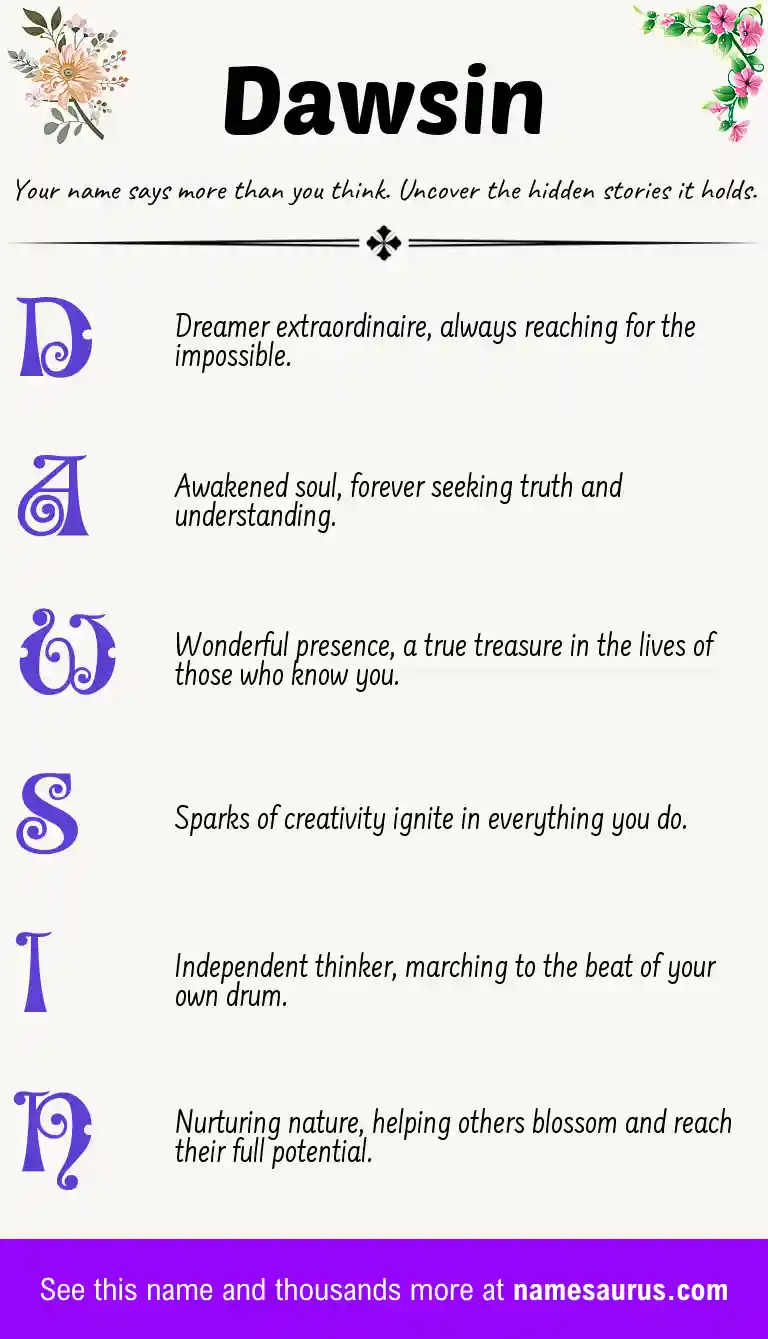 Acrostic poem about Dawsin.