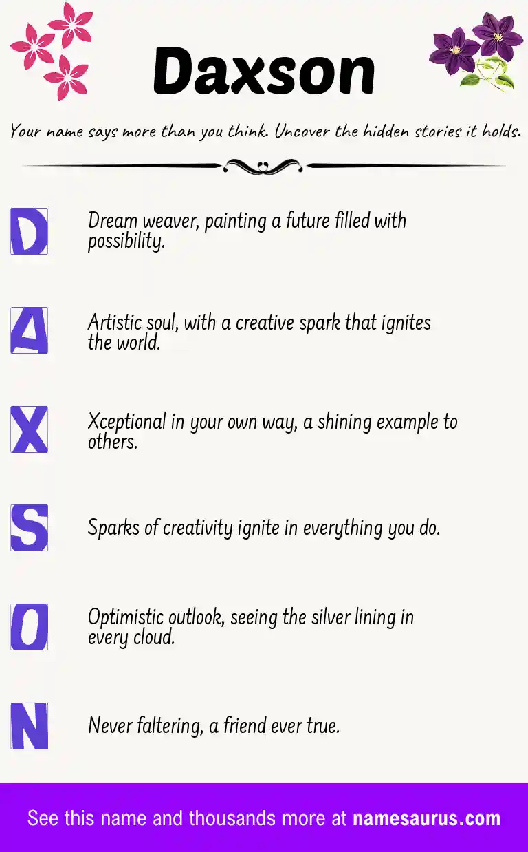 Acrostic poem about Daxson.