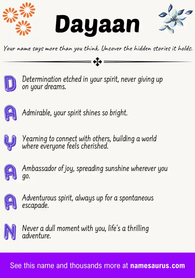 Acrostic poem about Dayaan.