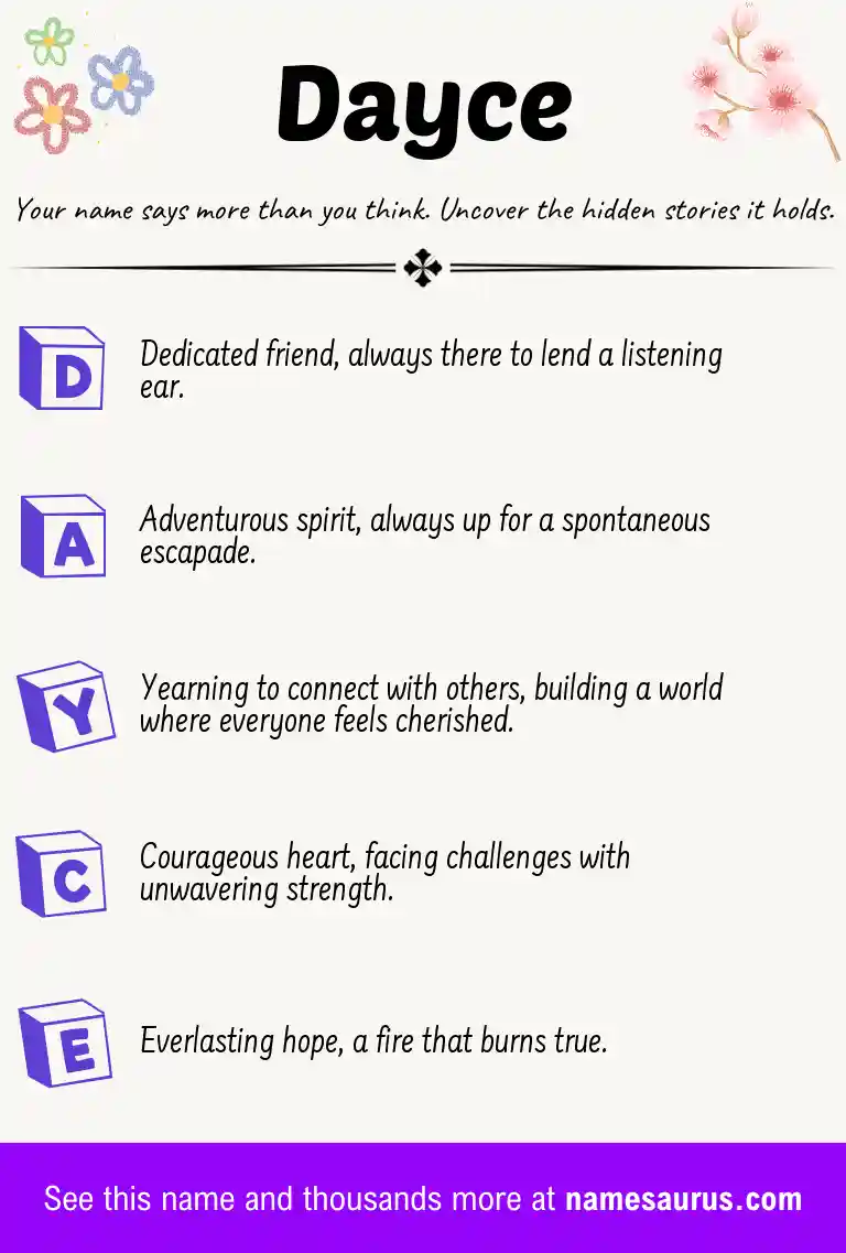 Acrostic poem about Dayce.