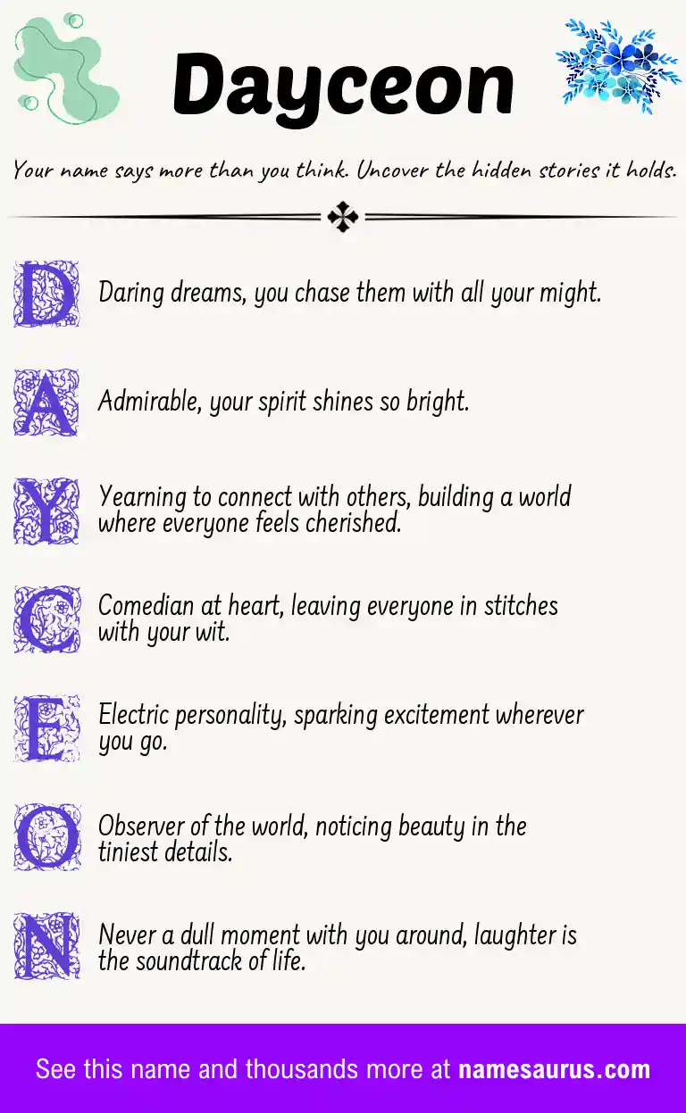 Acrostic poem about Dayceon.