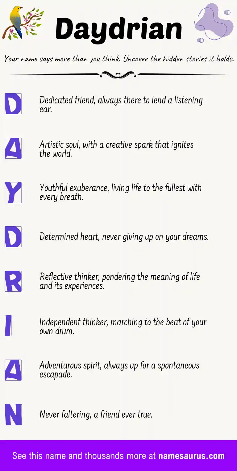 Acrostic poem about Daydrian.