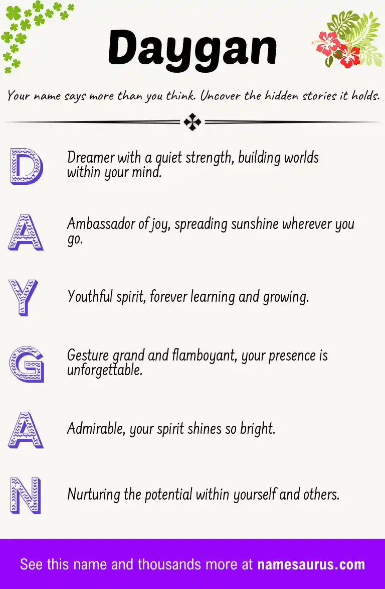 Acrostic poem about Daygan.