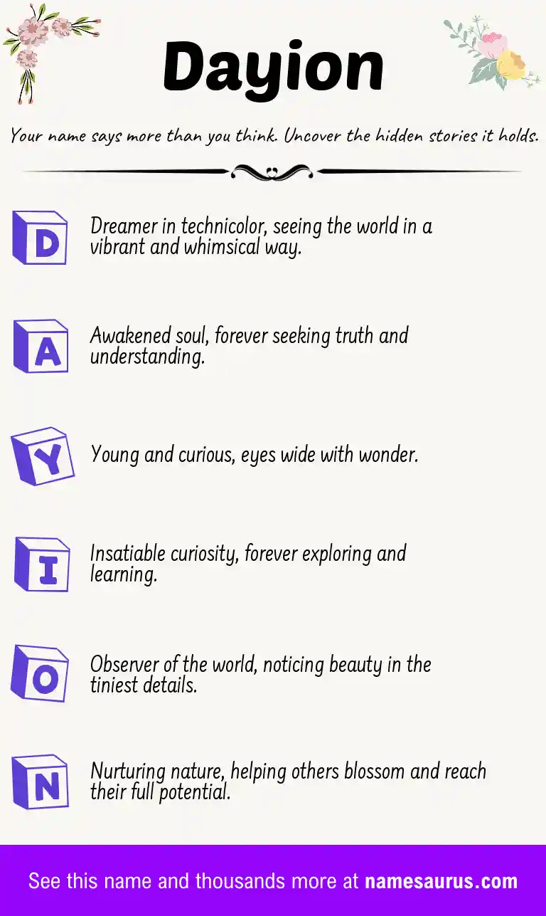 Acrostic poem about Dayion.