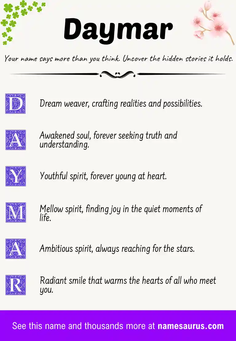 Acrostic poem about Daymar.