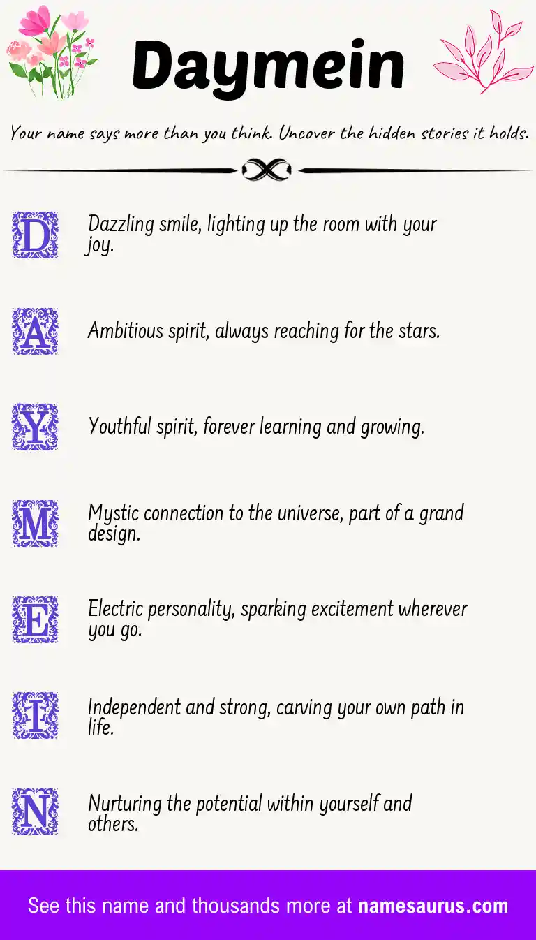 Acrostic poem about Daymein.