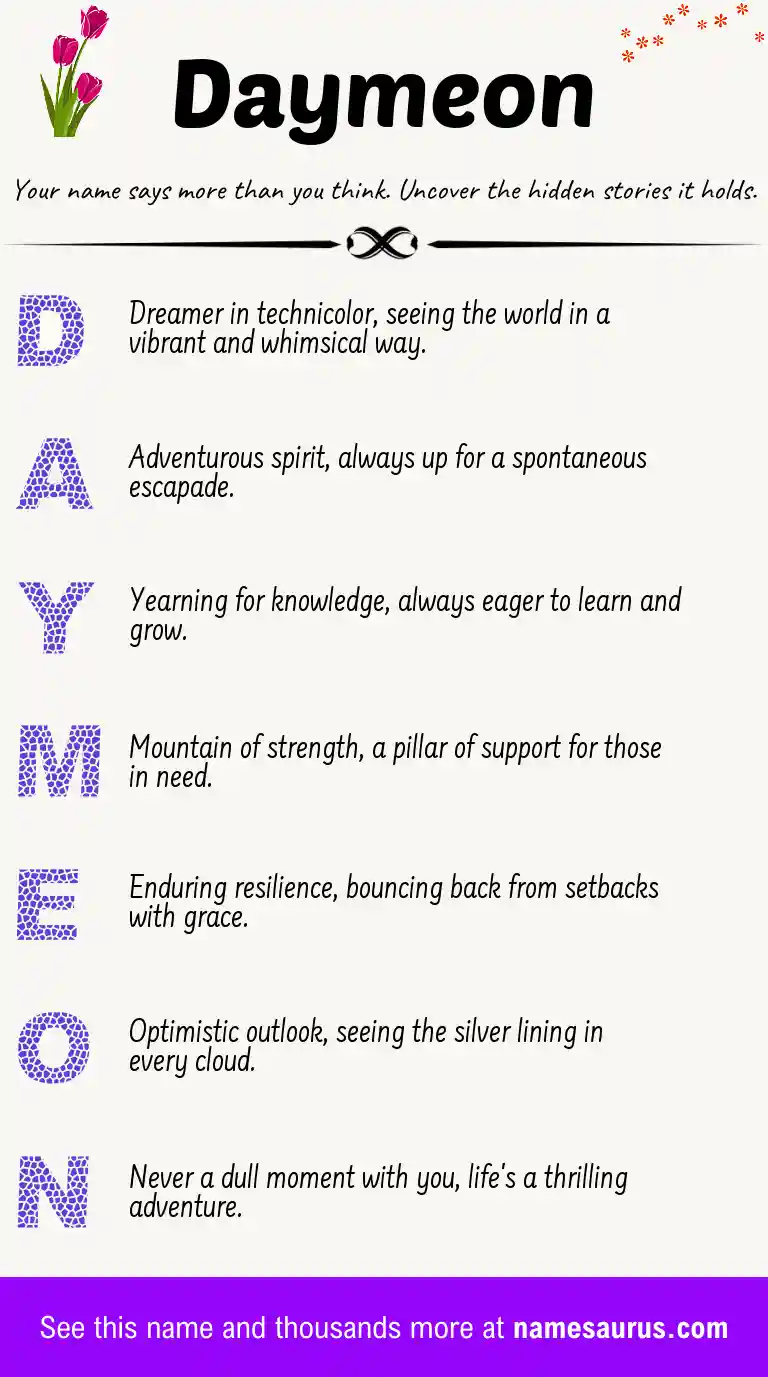 Acrostic poem about Daymeon.