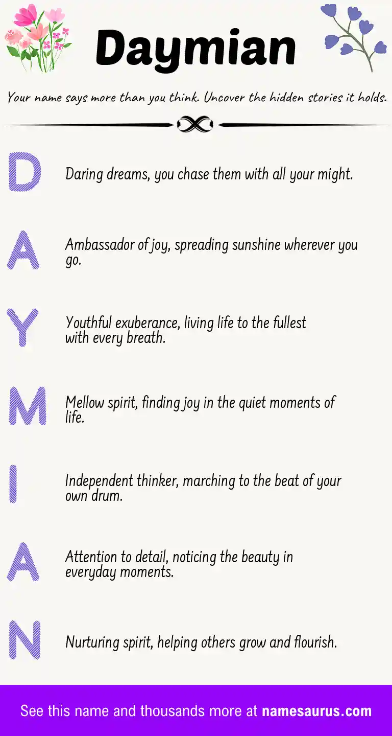 Acrostic poem about Daymian.