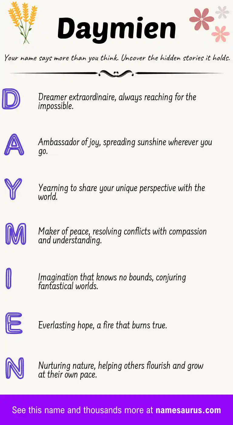 Acrostic poem about Daymien.