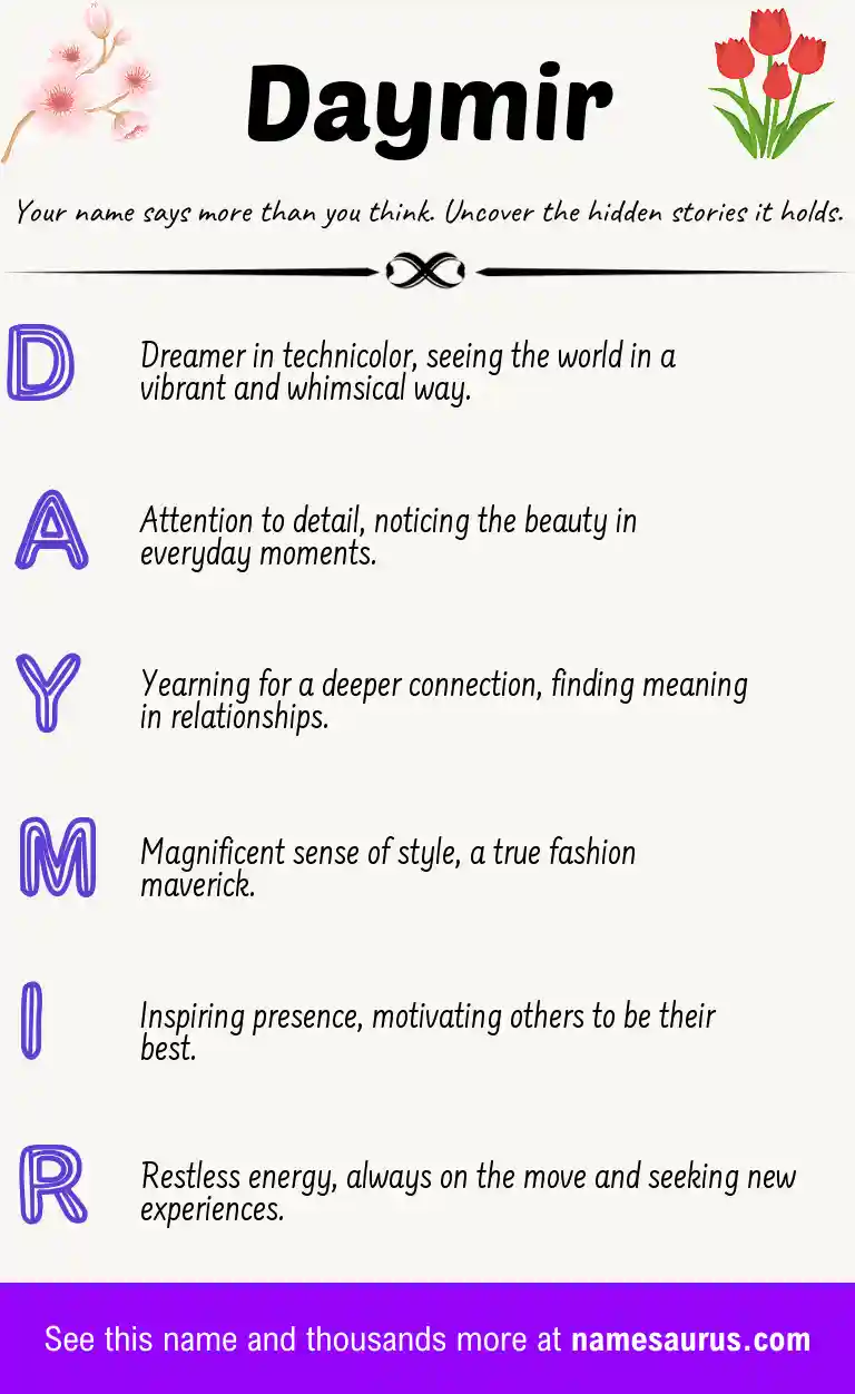 Acrostic poem about Daymir.
