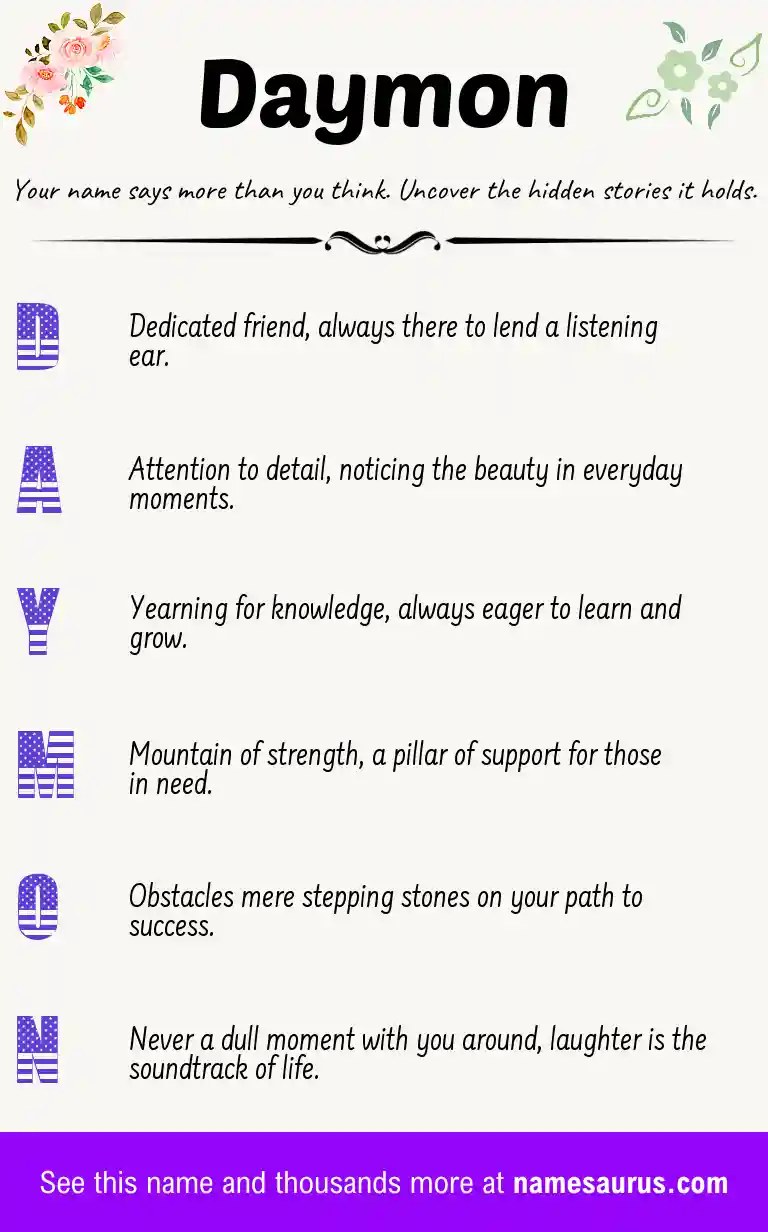 Acrostic poem about Daymon.