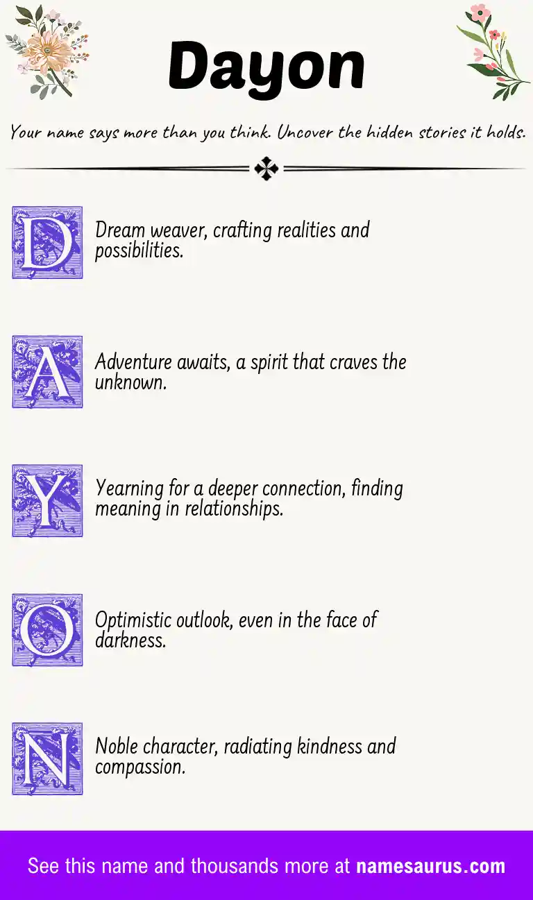 Acrostic poem about Dayon.