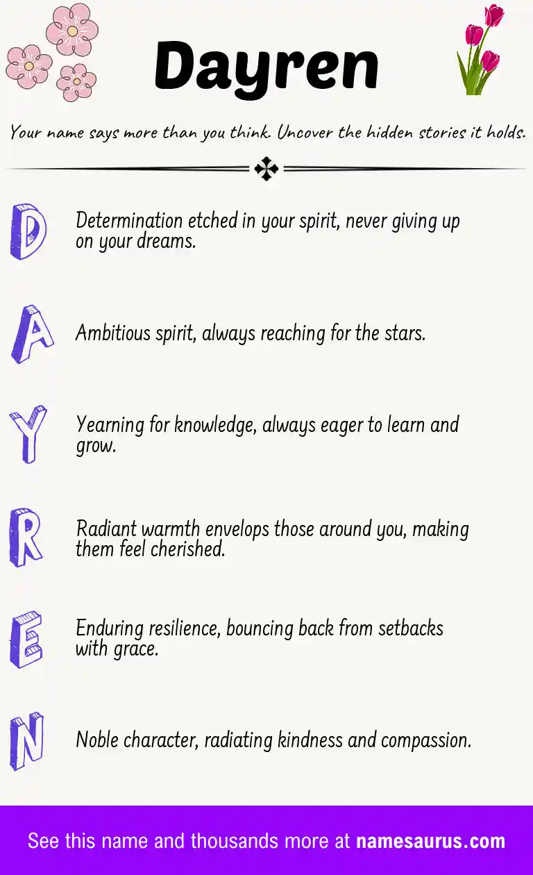 Acrostic poem about Dayren.