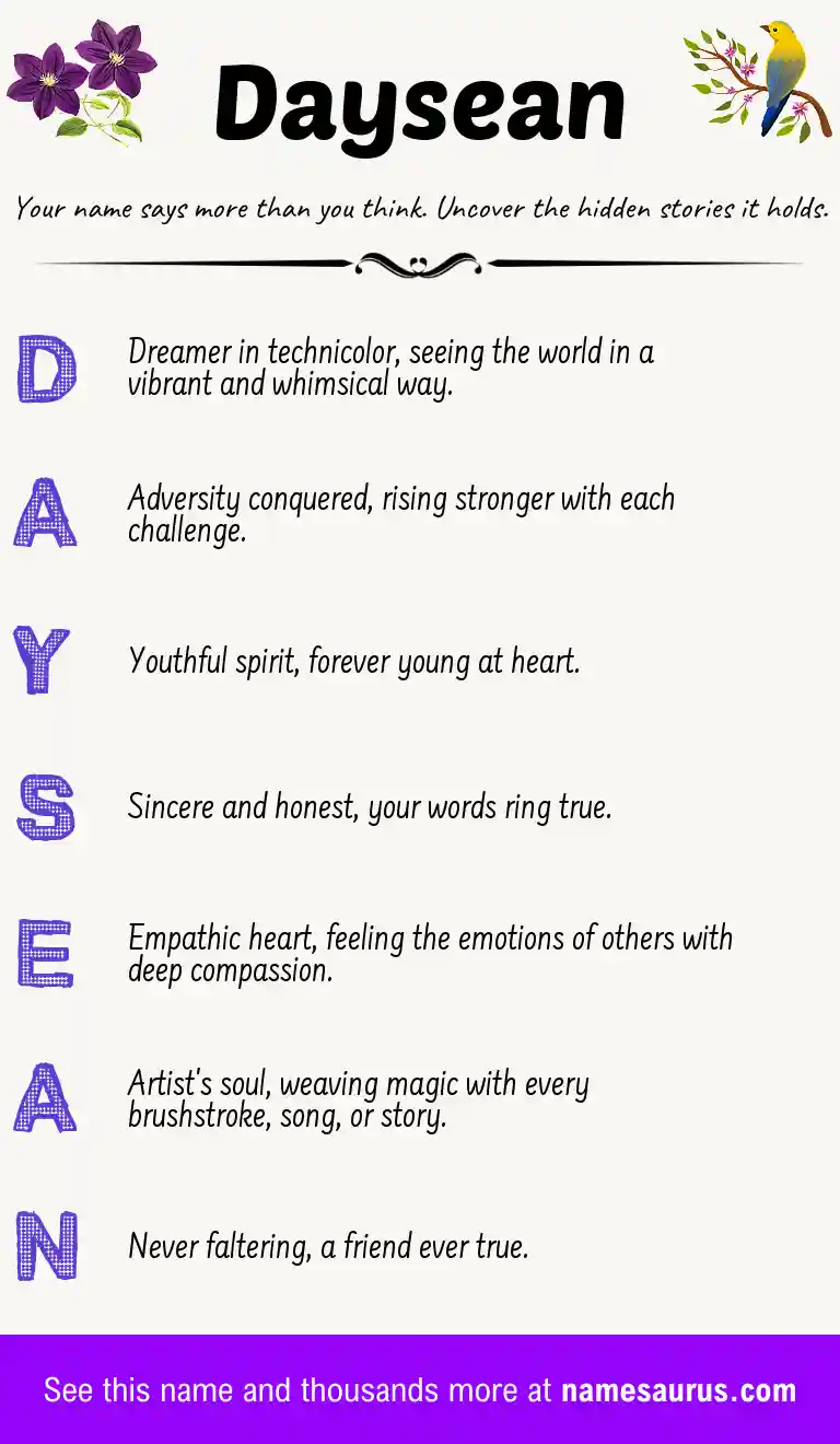 Acrostic poem about Daysean.