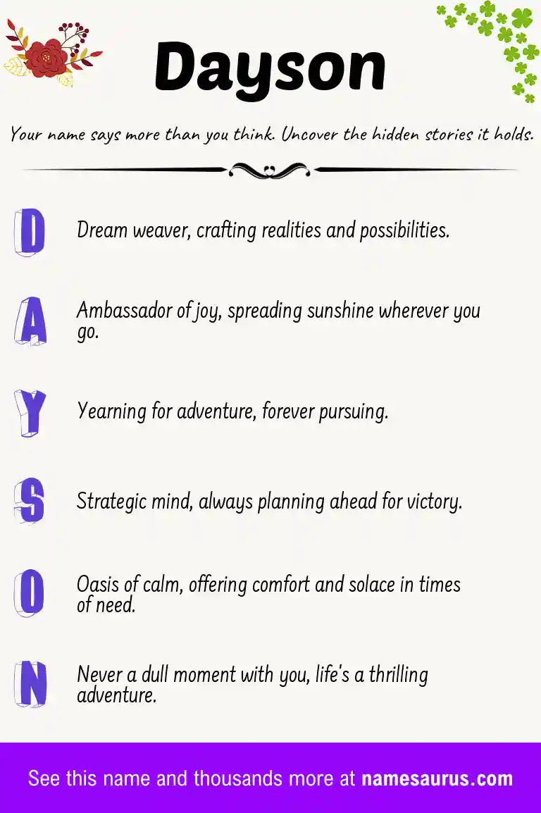 Acrostic poem about Dayson.