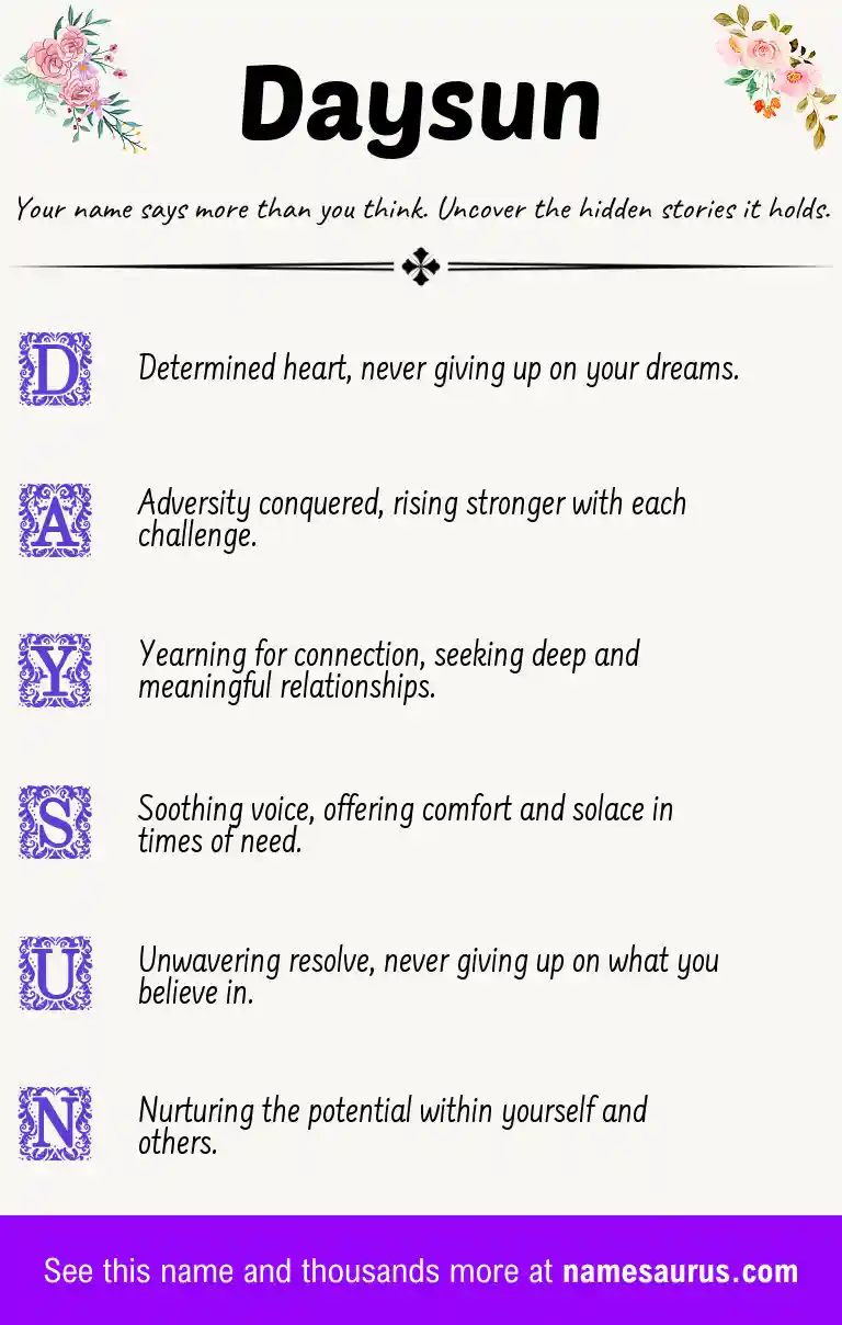 Acrostic poem about Daysun.