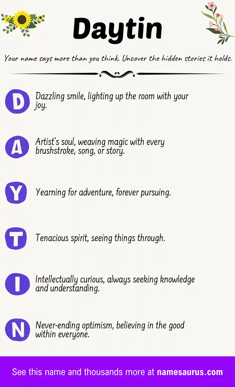 Acrostic poem about Daytin.