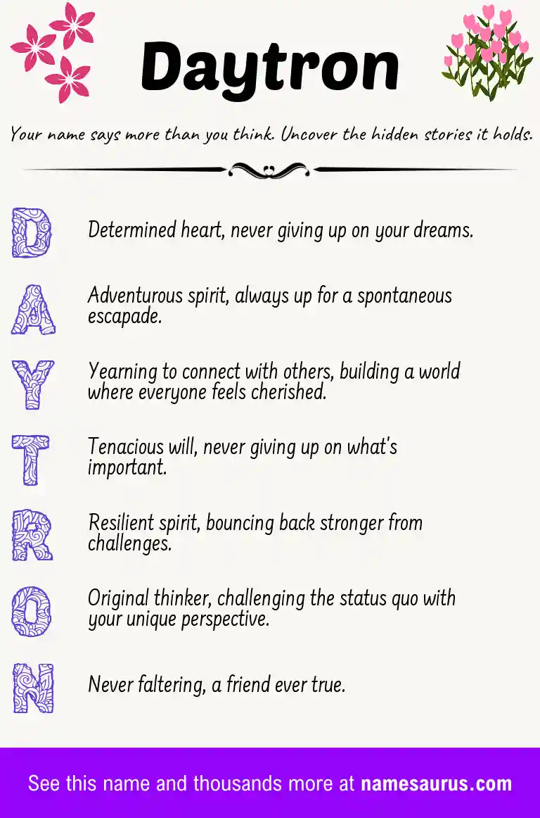 Acrostic poem about Daytron.
