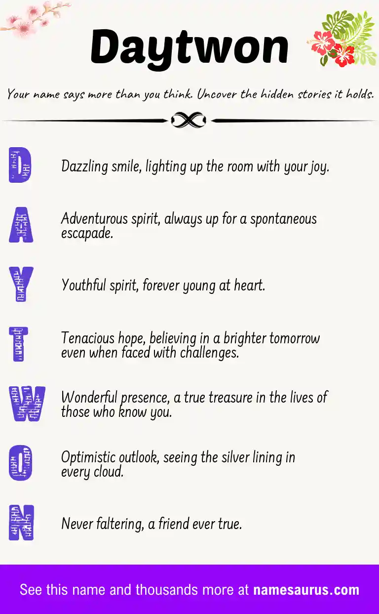 Acrostic poem about Daytwon.
