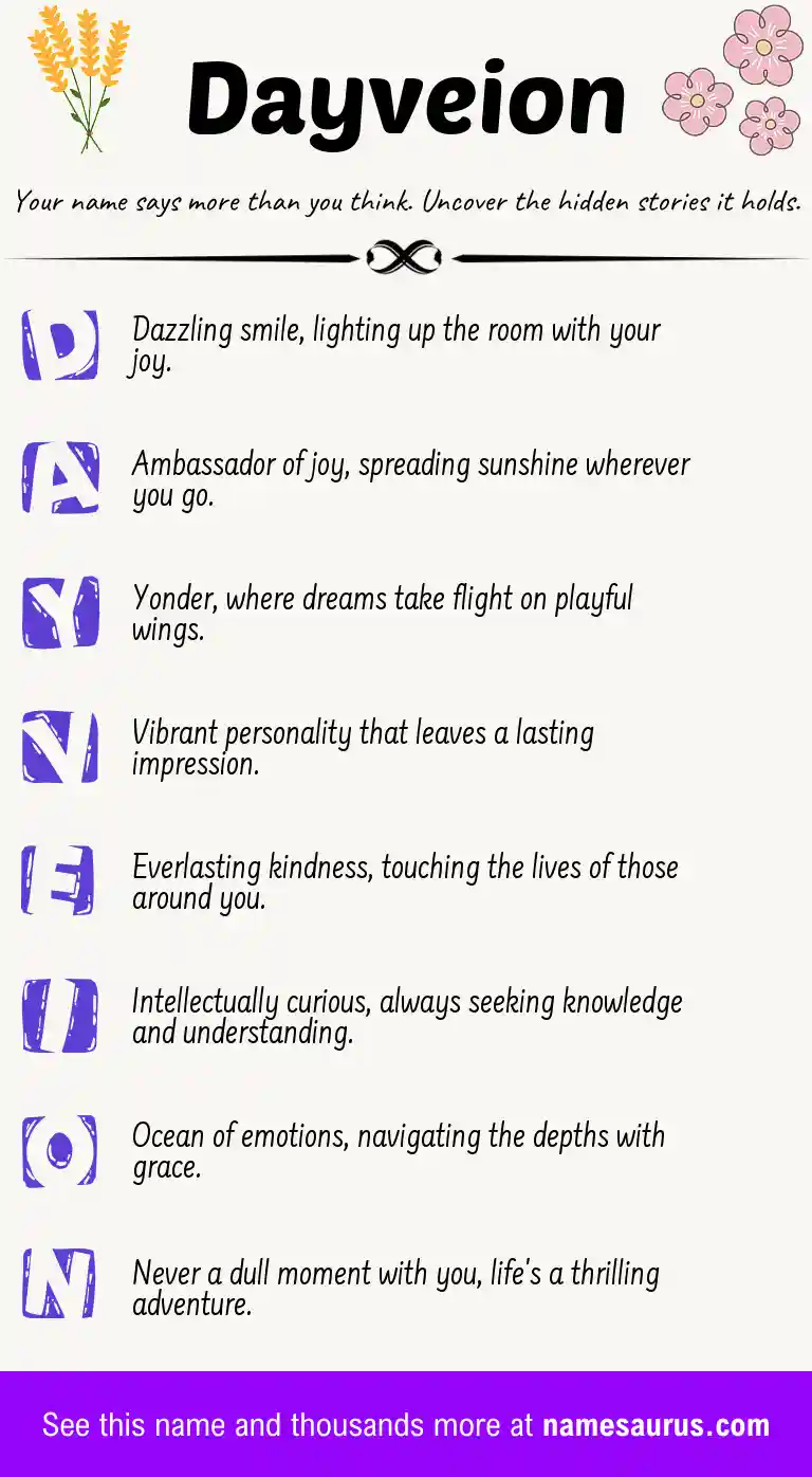 Acrostic poem about Dayveion.