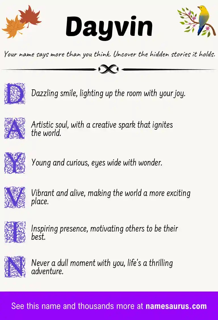 Acrostic poem about Dayvin.
